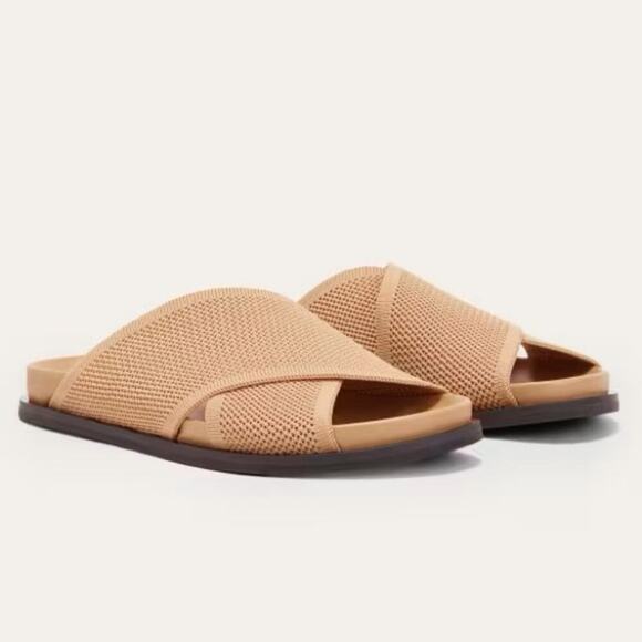 EVERLANE The ReKnit Form Crossover Sandal in Tan Caramel Slip On Comfort 8 NEW - Picture 11 of 11